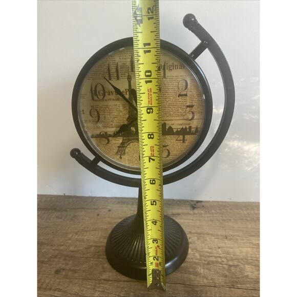 Vintage Table Clock Eiffel Tower Picture Silent Sweep Non Ticking 12" X 9" Inch - Picture 5 of 9
